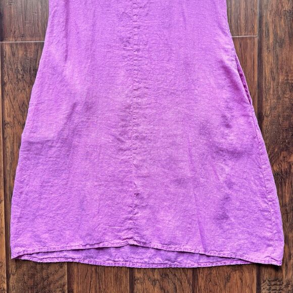 🩷FLAX Shirt Dress 100% LINEN Bubble Gum Pink Breathable Summer Cute Lightwt Sz S - Picture 10 of 16